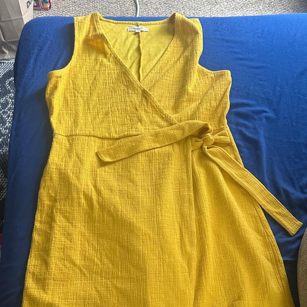 Yellow Sleeveless Wrap Dress